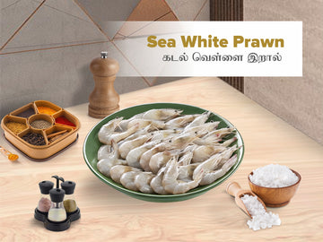 Sea white prawn Whole cleaned & Deveined Vertically sliced