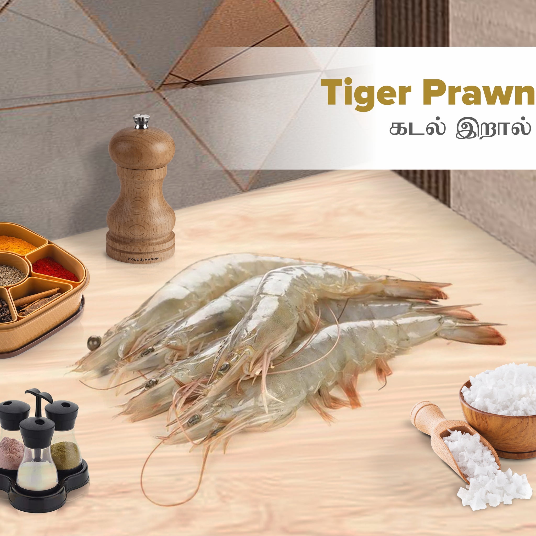 Tiger prawn whole Cleaned & Deveined